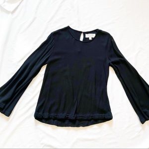 Anthropologie Cloth & Stone Black Bell Sleeve Blouse Size XS